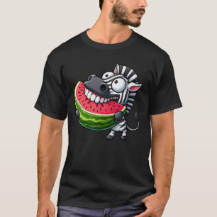 Quirky zebra watermelon smile teeth show cute T-Shirt