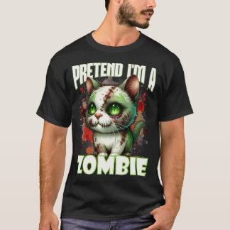 Quirky Zombie Cat Design for Halloween Fun T-Shirt