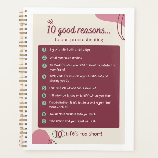 Quit procrastinating daily planner (Front)