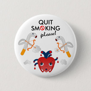 Quit smoking please 6 cm round badge
