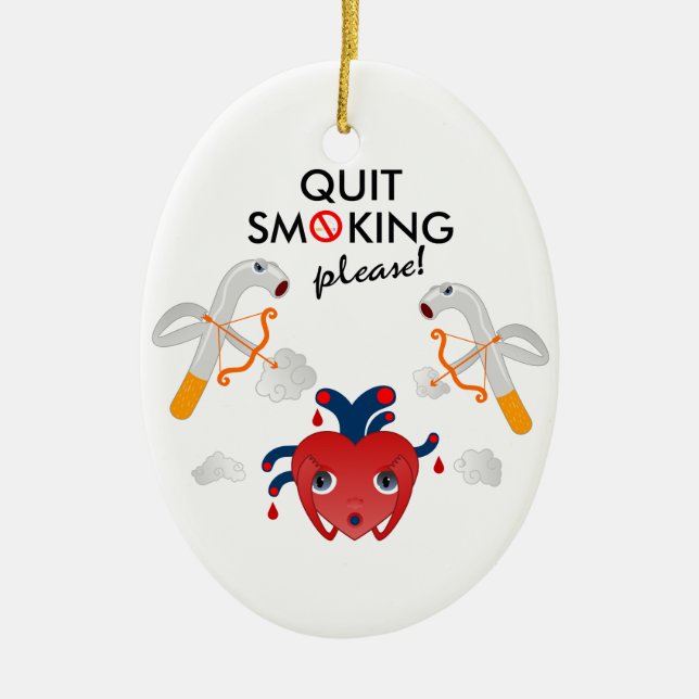Quit smoking please ceramic tree decoration (Front)