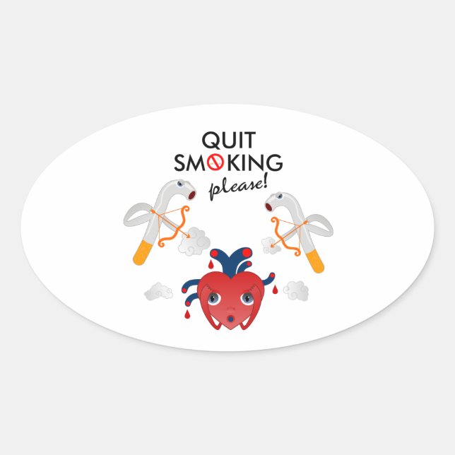 Quit smoking please oval sticker (Front)
