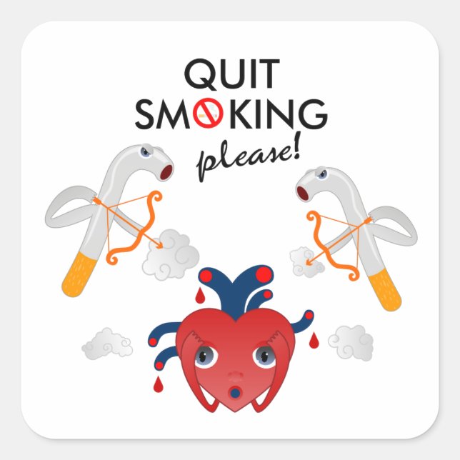 Quit smoking please square sticker (Front)