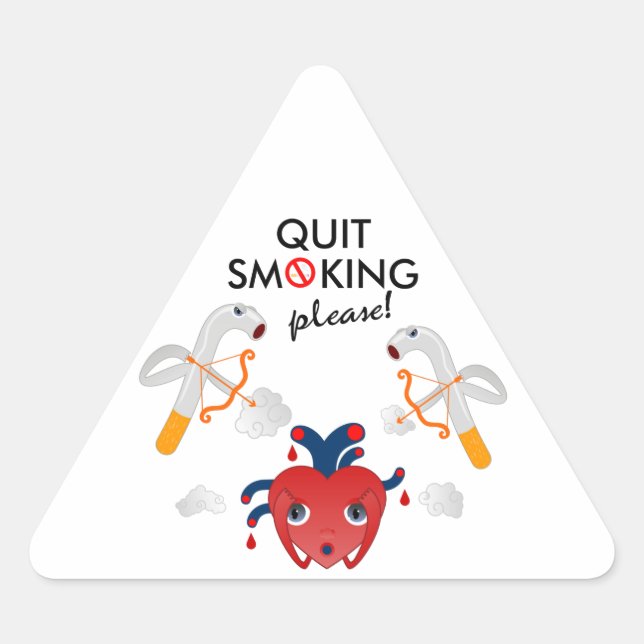 Quit smoking please triangle sticker (Front)