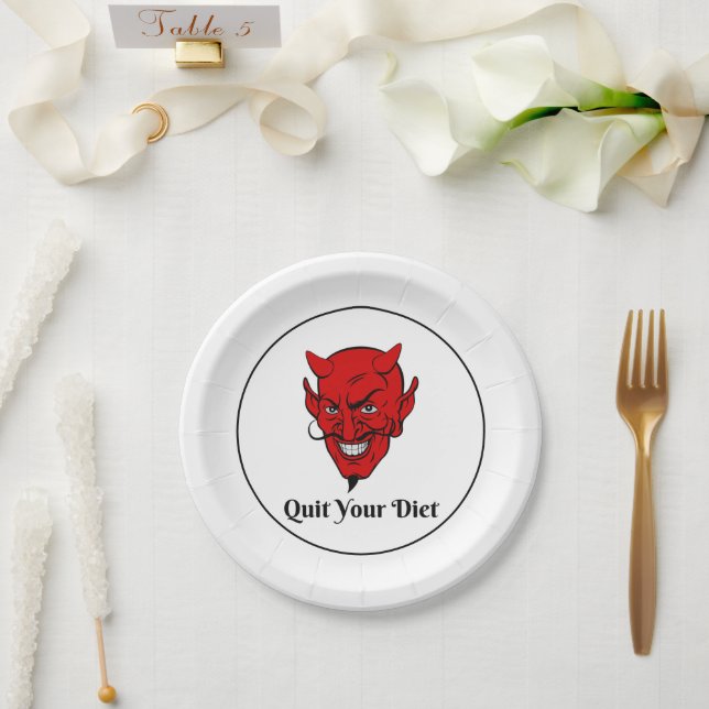 Quit Your Diet Devil Satan Paper Plate (Wedding)