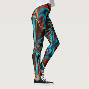 Quite crooked blue and red burnt with grooves leggings