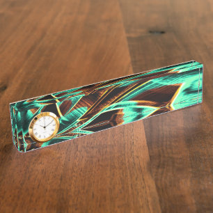 Quite crooked curves aquamarine and coffee grooves nameplate