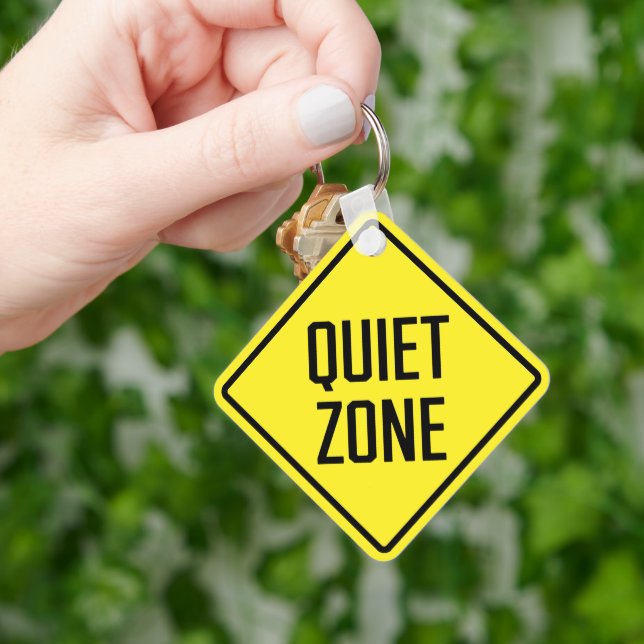 Quite Zone Metal Square Keychain (Hand)