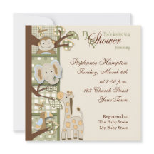 Quited Monkey Baby Shower Invitation