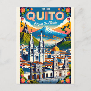 Quito Ecuador Retro Travel Poster Art Postcard