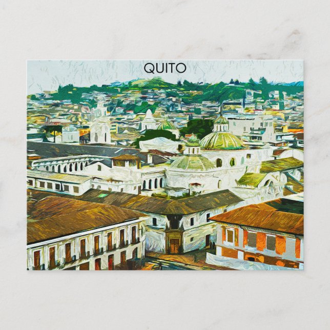 Quito Ecuador Watercolor Illustration Postcard (Front)