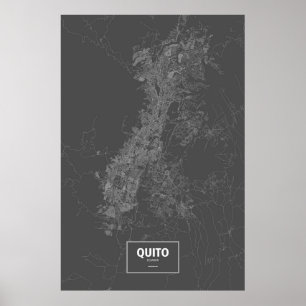 Quito, Ecuador (white on black) Poster
