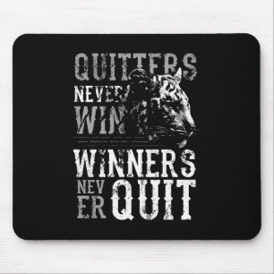 Quitters Never Win With Tiger Black Mouse Pad