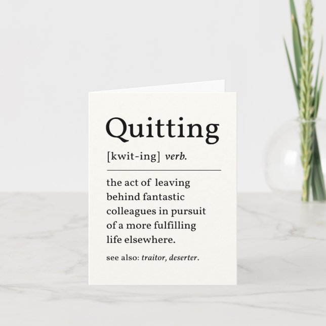 Quitting Definition Leaving Card (Front)