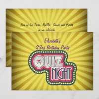 Quiz Night BirthdayTrivia Party Yellow Sunburst