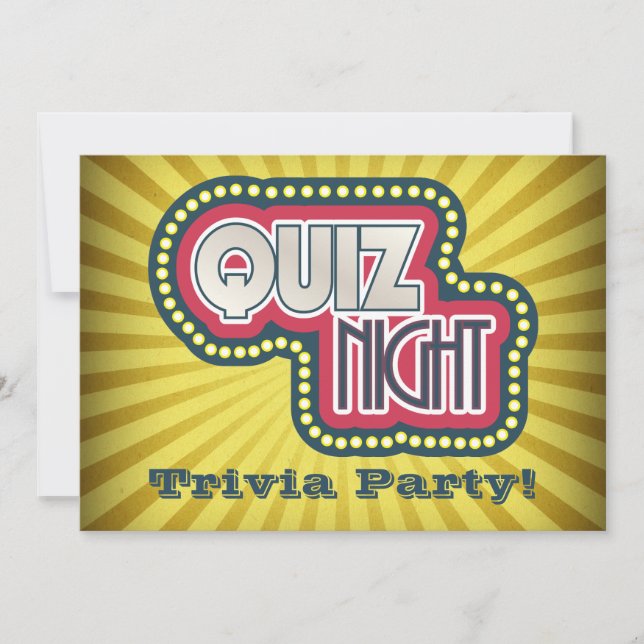 Quiz Night Trivia Party Invitation (Front)