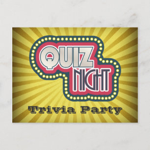 Quiz Night Trivia Party Invitation Postcard