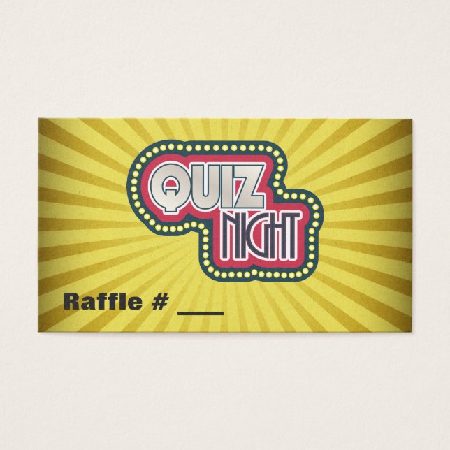 Quiz Night Trivia Party Raffle Ticket (Front)
