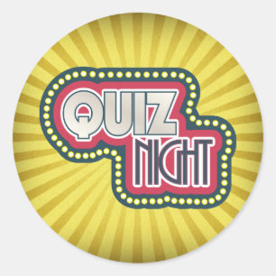 Quiz Night Trivia Party Yellow Sunburst Classic Round Sticker