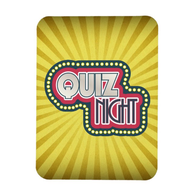 Quiz Night Trivia Party Yellow Sunburst Magnet (Vertical)