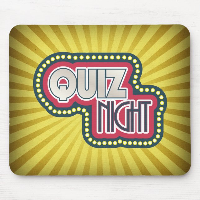 Quiz Night Trivia Party Yellow Sunburst Mouse Mat (Front)