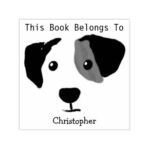 Quizzical Happy Dog This Book Belongs To Self-inking Stamp