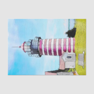 Quoddy Lighthouse Watercolor Decoupage Tissue Paper