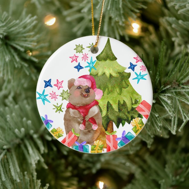 Quokka Christmas Ceramic Tree Decoration (Tree)