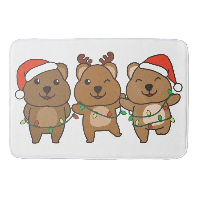 Quokka Christmas Christmas Animals Cute Quokkas Bath Mat (Front)