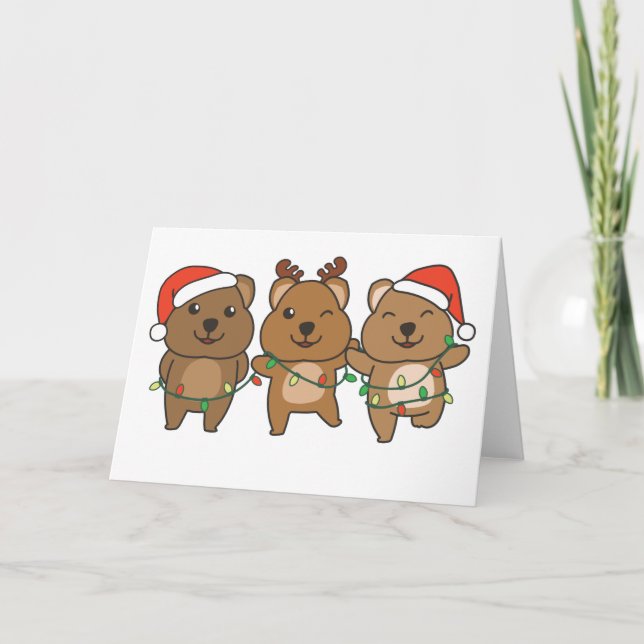 Quokka Christmas Christmas Animals Cute Quokkas Ho Holiday Card (Front)