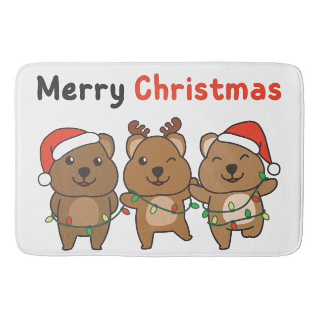 Quokka Christmas Cute Quokka Merry Christmas Bath Mat (Front)
