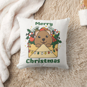 Quokka Christmas Letter Winter Animals Quokkas Cushion
