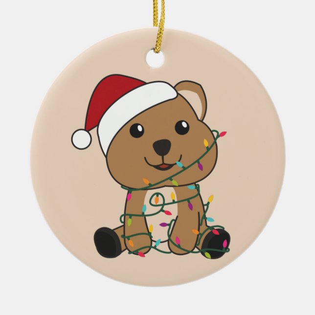 Quokka Christmas Snow Winter Animals Quokkas Adult Ceramic Tree Decoration (Front)