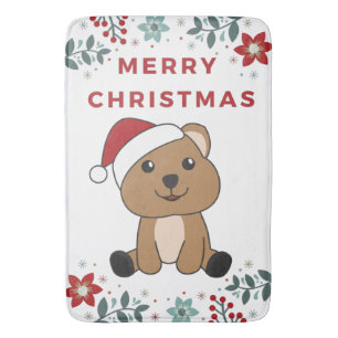 Quokka Christmas Snow Winter Animals Quokkas Bath  Mat