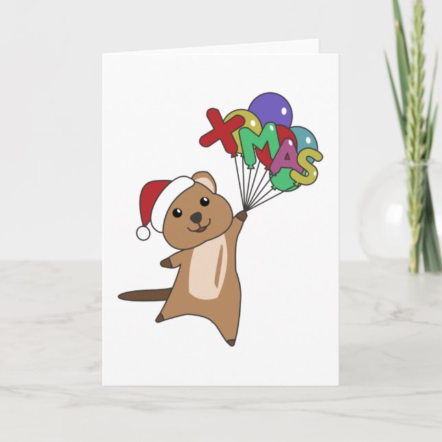 Quokka Christmas Snow Winter Animals Quokkas Card (Front)