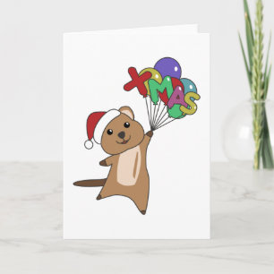 Quokka Christmas Snow Winter Animals Quokkas Card