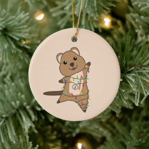 Quokka Christmas Snow Winter Animals Quokkas Ceram Ceramic Tree Decoration