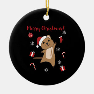 Quokka Christmas Snow Winter Animals Quokkas Ceramic Tree Decoration