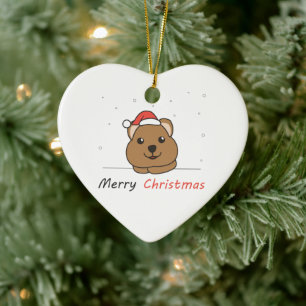 Quokka Christmas Snow Winter Animals Quokkas Ceramic Tree Decoration