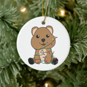 Quokka Christmas Snow Winter Animals Quokkas Ceramic Tree Decoration