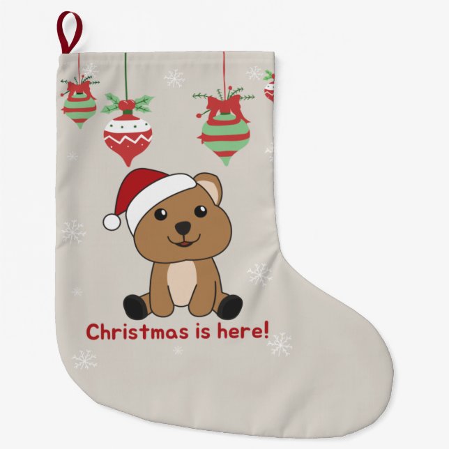 Quokka Christmas Snow Winter Animals Quokkas Large Large Christmas Stocking (Front)