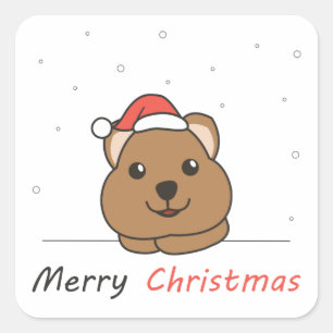 Quokka Christmas Snow Winter Animals Quokkas Square Sticker
