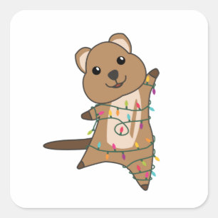 Quokka Christmas Snow Winter Animals Quokkas Square Sticker