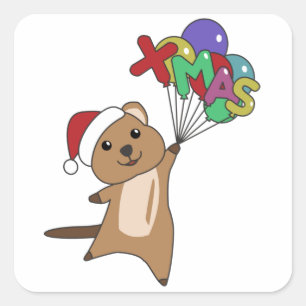 Quokka Christmas Snow Winter Animals Quokkas Square Sticker