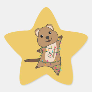 Quokka Christmas Snow Winter Animals Quokkas Star Sticker
