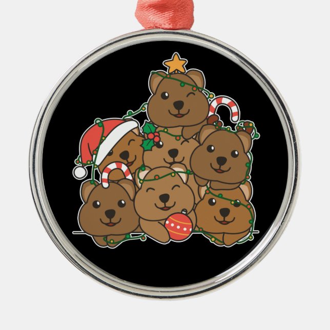 Quokka Christmas Tree Funny Animal Christmas Ceram Metal Tree Decoration (Front)
