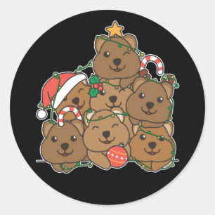 Quokka Christmas Tree Funny Animal Christmas Class Classic Round Sticker