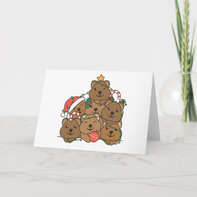 Quokka Christmas Tree Funny Animal Christmas Holid Holiday Card (Front)