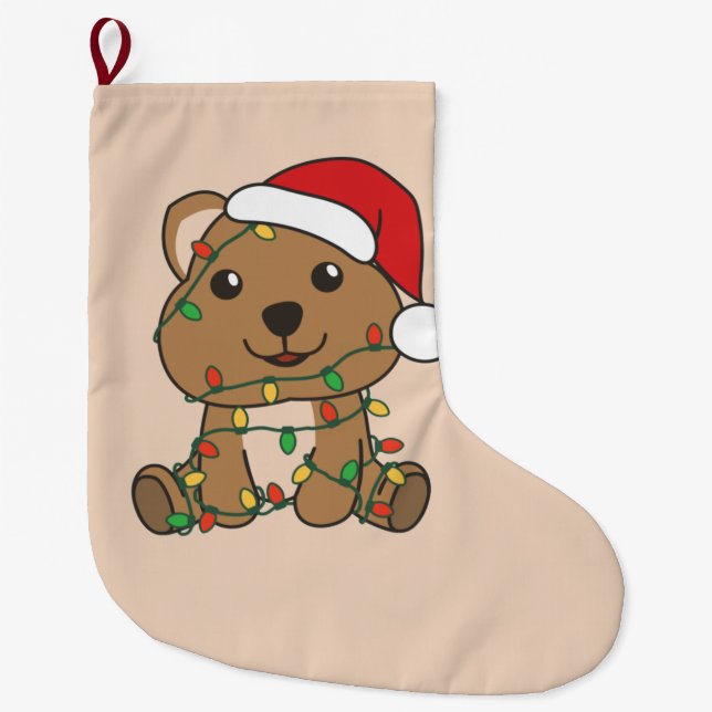 Quokka Christmas Winter Animals Quokkas Large Chri Stocking (Front)