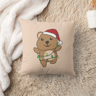 Quokka Christmas Winter Animals Quokkas Throw Pill Cushion